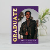 Faire-part de graduation de l'Arche à huile violet (Debout devant)