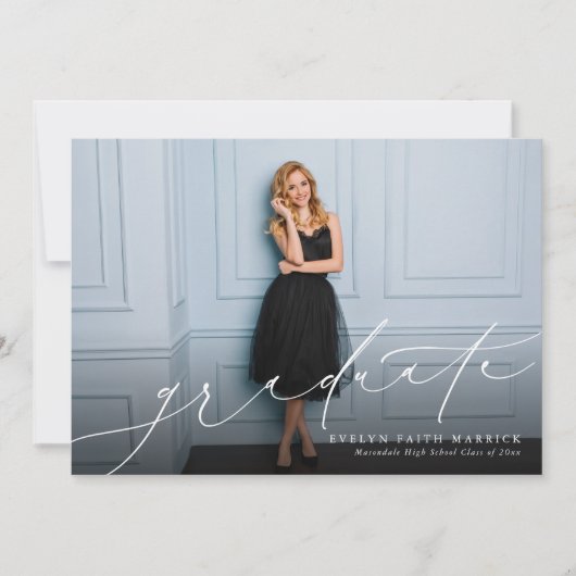 Faire-part de graduation de l'écriture classique (Devant)