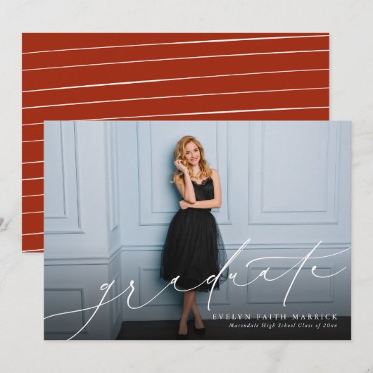 Faire-part de graduation de l'écriture classique (Devant / Derrière)