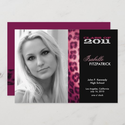 Faire-part de graduation de léopard Poster de anim (Devant / Derrière)