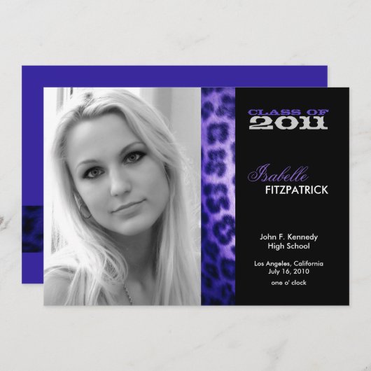 Faire-part de graduation de léopard Poster de anim (Devant / Derrière)