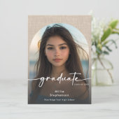 Faire-part de graduation de lin minimal moderne (Debout devant)