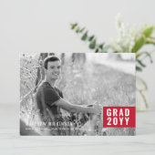 Faire-part de graduation de l'onglet rouge (Debout devant)