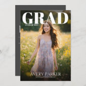 Faire-part de graduation de magazine moderne Invit (Devant / Derrière)