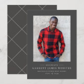 Faire-part de graduation de photo gris classique s (Devant / Derrière)