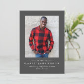 Faire-part de graduation de photo gris classique s (Debout devant)