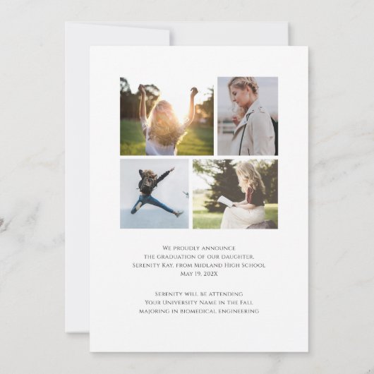 Faire-part de graduation de script d'élégance clas (Dos)