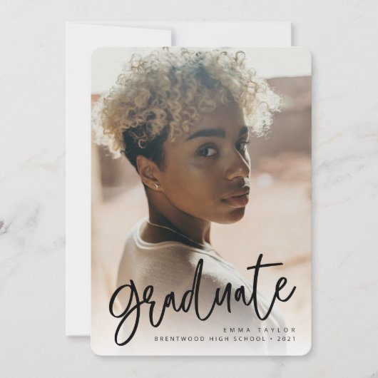 Faire-part de graduation de script manuscrit moder (Devant)