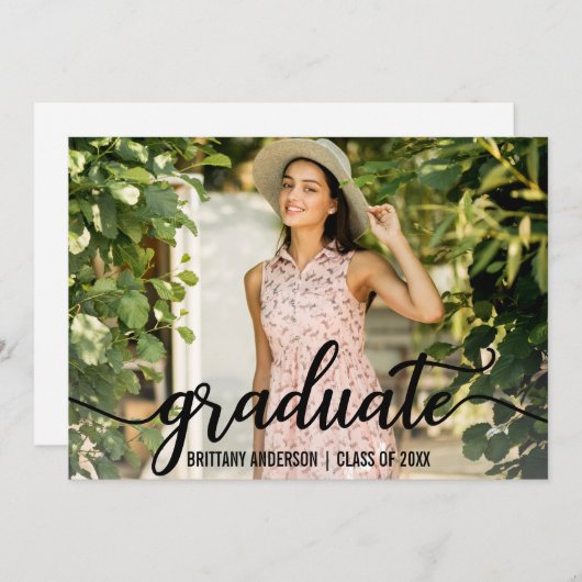 Faire-part de graduation de script moderne (Devant / Derrière)