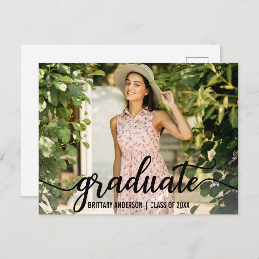 Faire-part de graduation de script moderne (Devant / Derrière)