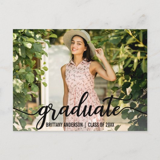 Faire-part de graduation de script moderne (Devant)