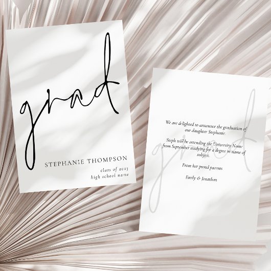 Faire-part de graduation de script moderne