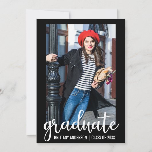 Faire-part de graduation de script moderne B (Devant)
