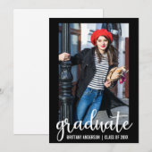 Faire-part de graduation de script moderne B (Devant / Derrière)