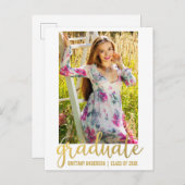 Faire-part de graduation de script moderne Photo G (Devant / Derrière)