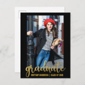Faire-part de graduation de script moderne Photo G (Devant / Derrière)