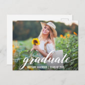 Faire-part de graduation de script moderne photo W (Devant / Derrière)