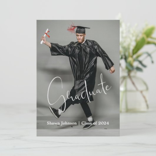 Faire-part de graduation de script photo complète  (Debout devant)