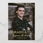 Faire-part de graduation de script photo Gold Foil (Recto)