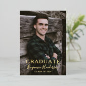 Faire-part de graduation de script photo Gold Foil (Debout devant)