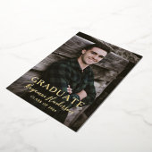 Faire-part de graduation de script photo Gold Foil (Rotation)