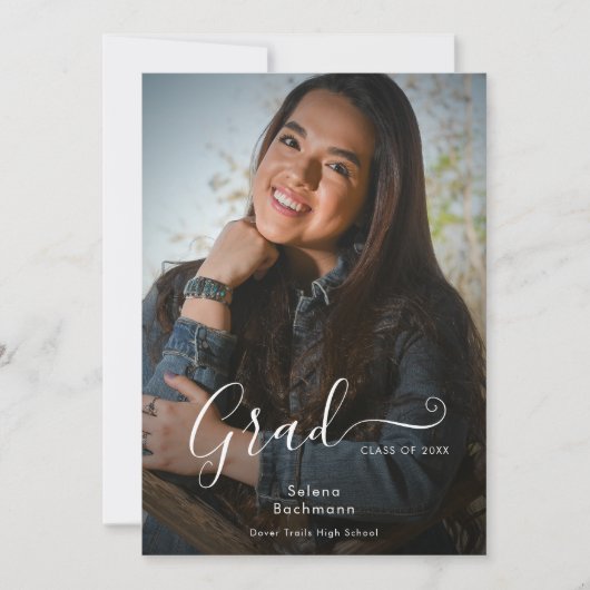 Faire-part de graduation de script photo moderne (Devant)