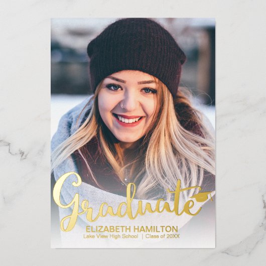 Faire-part de graduation de script simple et chic (Recto)