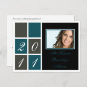 Faire-part de graduation des blocs modernes (turqu (Devant / Derrière)