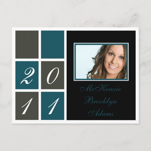 Faire-part de graduation des blocs modernes (turqu (Devant)