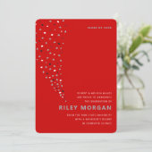 Faire-part de graduation des confettis rouges et g (Debout devant)