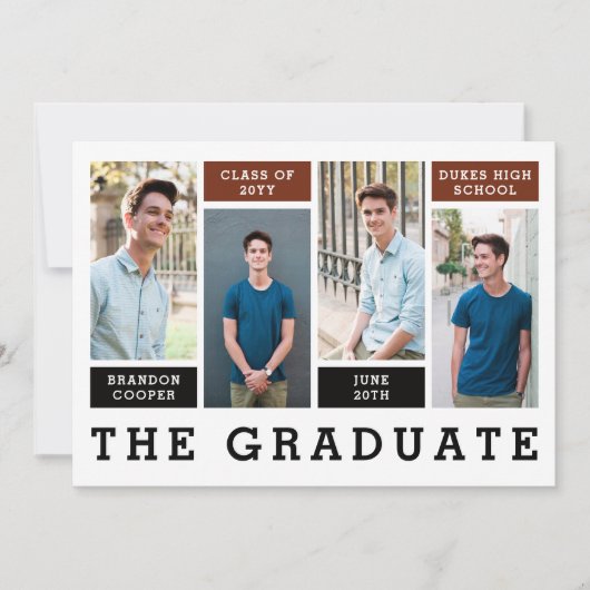 Faire-part de graduation des lignes modernes (Devant)