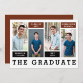 Faire-part de graduation des lignes modernes (Devant / Derrière)