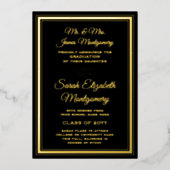 Faire-part de graduation des parents Black & Foil (Recto)