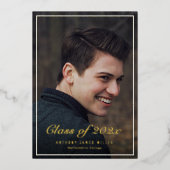 faire-part de graduation du cadre de feuille d'or (Recto)