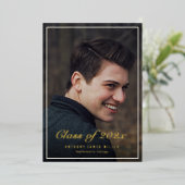 faire-part de graduation du cadre de feuille d'or (Debout devant)