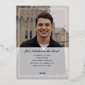 faire-part de graduation du cadre de feuille d'or (Verso)