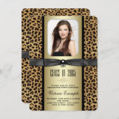 Faire-part de graduation du léopard noir et d'or (Devant / Derrière)