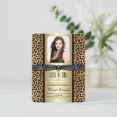 Faire-part de graduation du léopard noir et d'or (Debout devant)