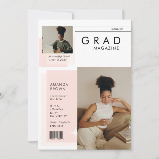 Faire-part de graduation du magazine Boho moderne (Devant)