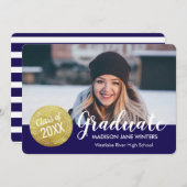 Faire-part de graduation du sceau d'or - Couleurs  (Devant / Derrière)