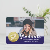 Faire-part de graduation du sceau d'or - Couleurs  (Debout devant)