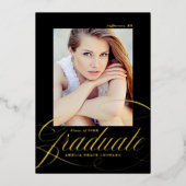 Faire-part de graduation du script Black and Gold (Recto)