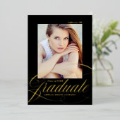Faire-part de graduation du script Black and Gold (Debout devant)