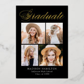 Faire-part de graduation du script Black and Gold  (Recto)