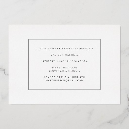 Faire-part de graduation du script de finition (Verso)