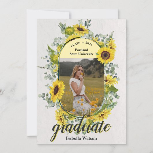 Faire-part de graduation du script de tournesol ph (Devant)