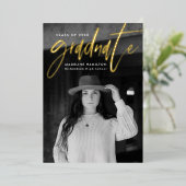 Faire-part de graduation du script Gold Foil moder (Debout devant)