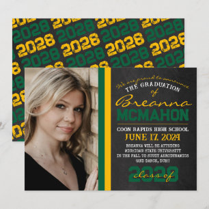 Faire-part de graduation du tableau de bord vert e