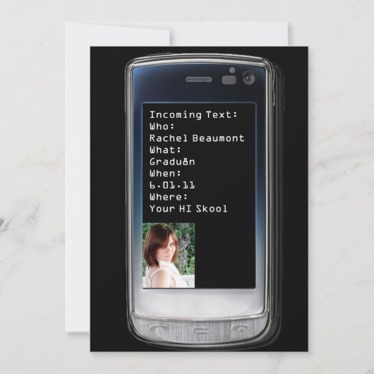 Faire-part de graduation du texte du téléphone cel (Devant)