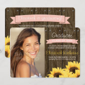 Faire-part de graduation du tournesol ROSE NOIR (Devant / Derrière)